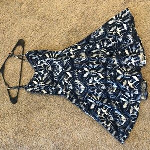 Blue/white design maxi dress